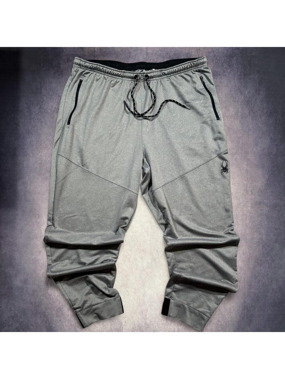 Gray Spyder joggers with black spider logo